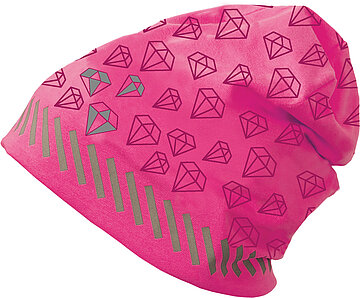 Rosafarbene Jersey-Mütze mit Diamanten