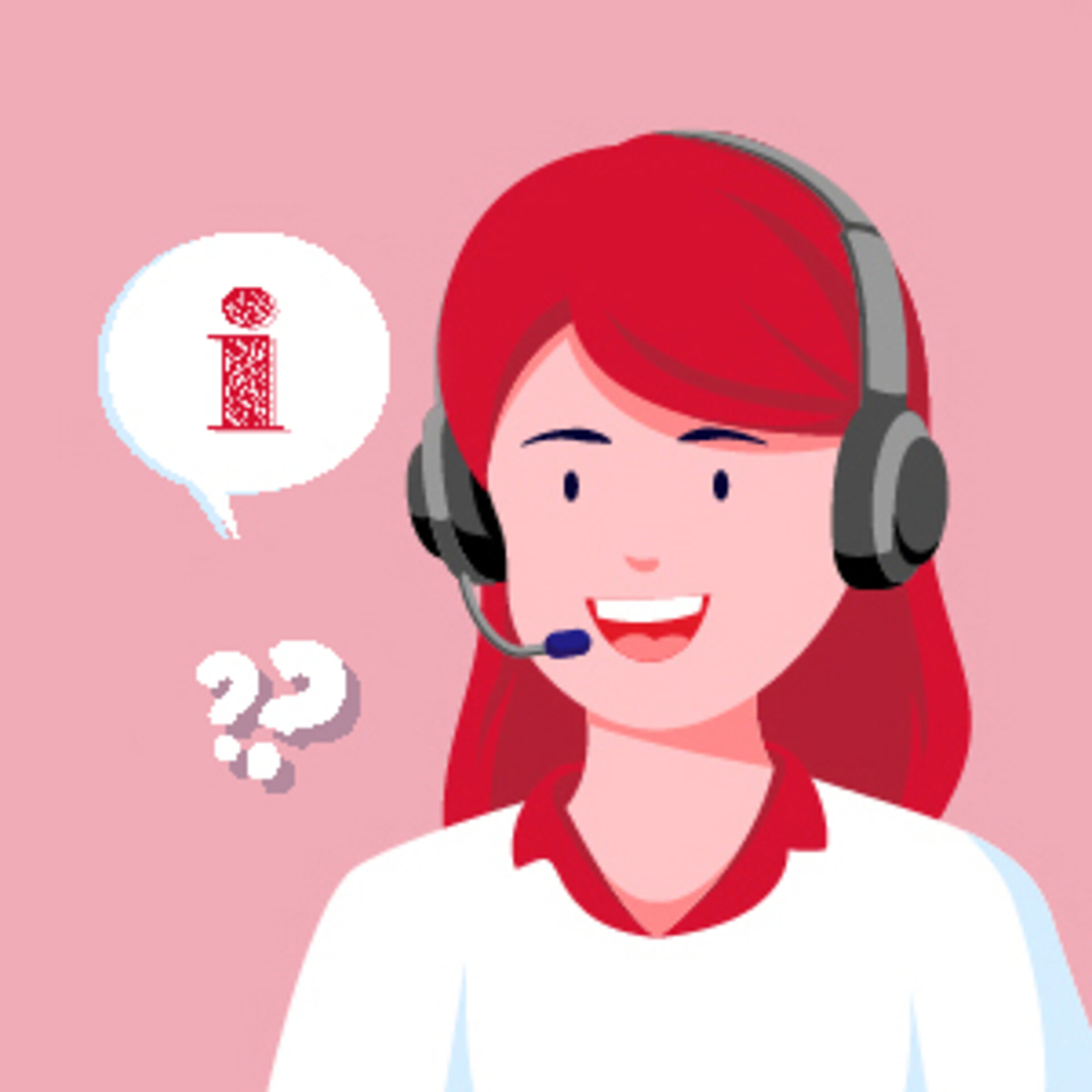 Illustration von einer Frau mit Sprechblase und Headset