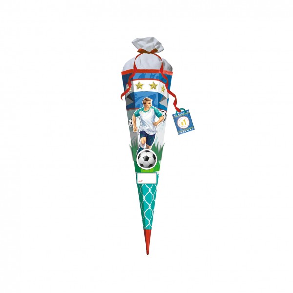 3D-Motiv-Schultüte zum Selbstbasteln, Stürmer Sam, 80 cm, eckig, Rot(h)-Spitze, Filzverschluss