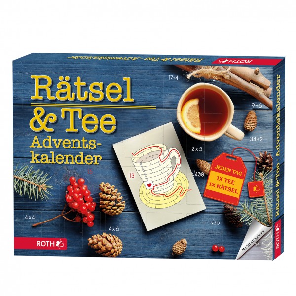 Rätsel & Tee -Adventskalender mit Bio Teebeutel