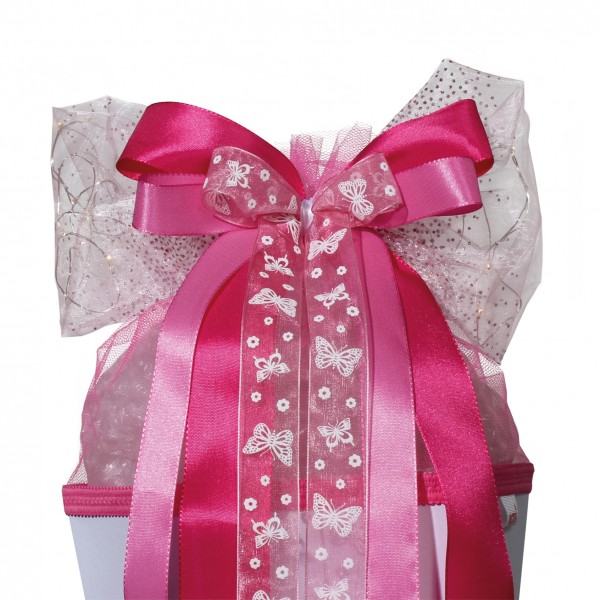 LED-Schleife "Pink Glamour", ca. 50x23 cm, 100% Polyester