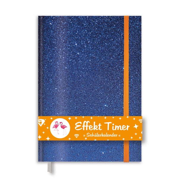 Effekt Timer, A6, immerwährend, 1 Woche 2 Seiten, Glittereffekt, Blue Glitter