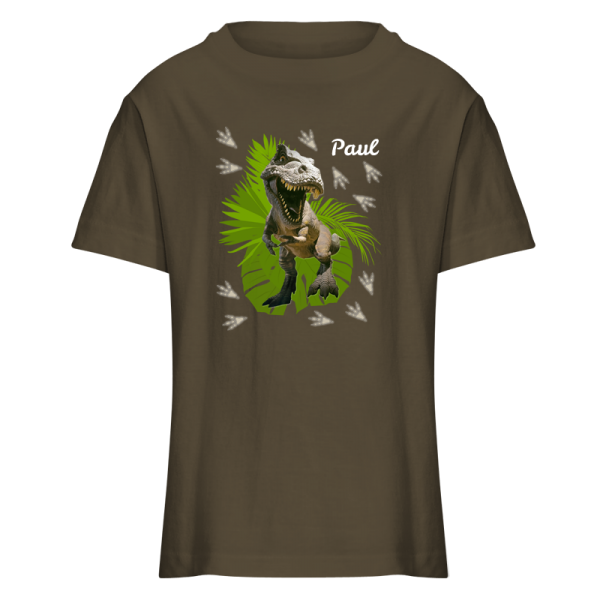 Kinder T-Shirt Tyrannosaurus, army - (118-128)