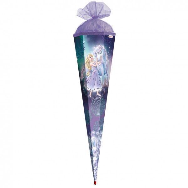 Schultüte Königin im Eis 100 cm Tüllverschluss lila