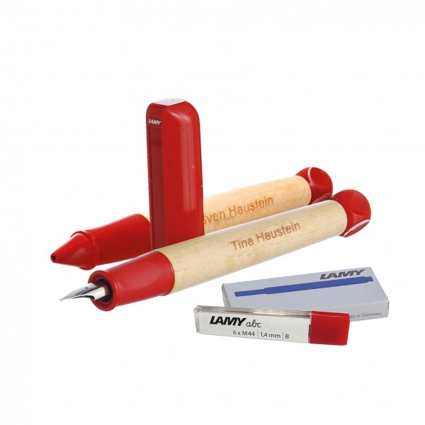 Set Lamy Füller mit Schreiblernstift, Patronen, Minen - personalisiert