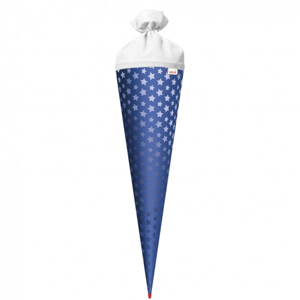 Basteltüte, Ultramarinblau - Sterne, 70 cm, rund, Rot(h)-Spitze, Filzverschluss, Folie