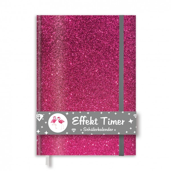 Effekt Timer, A6, immerwährend, 1 Woche 2 Seiten, Glittereffekt, Pink Glitter