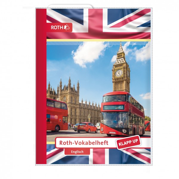 Vokabelheft Klapp-up English - A5 mit Umschlag, Motiv: English 2 - London Big Ben , Foto/rot